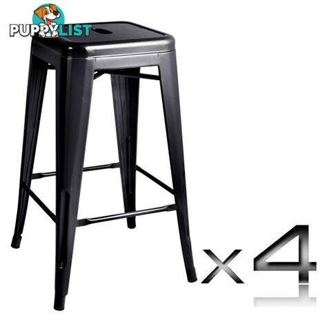 Set of 4 Replica Tolix Kitchen Bar Stool 66cm Black