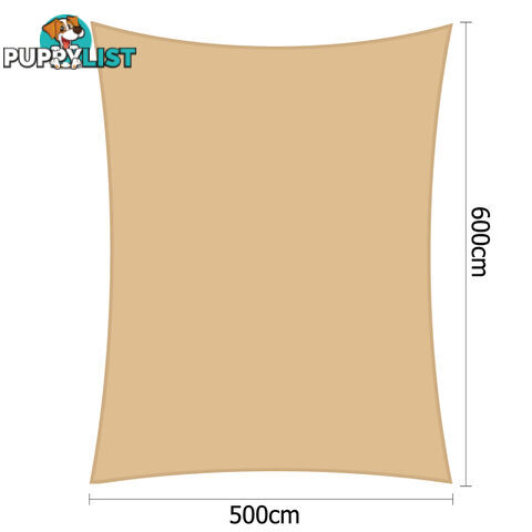 Heavy Duty Rectangle Shade Sail Canopy 5 x 6m Sand Beige