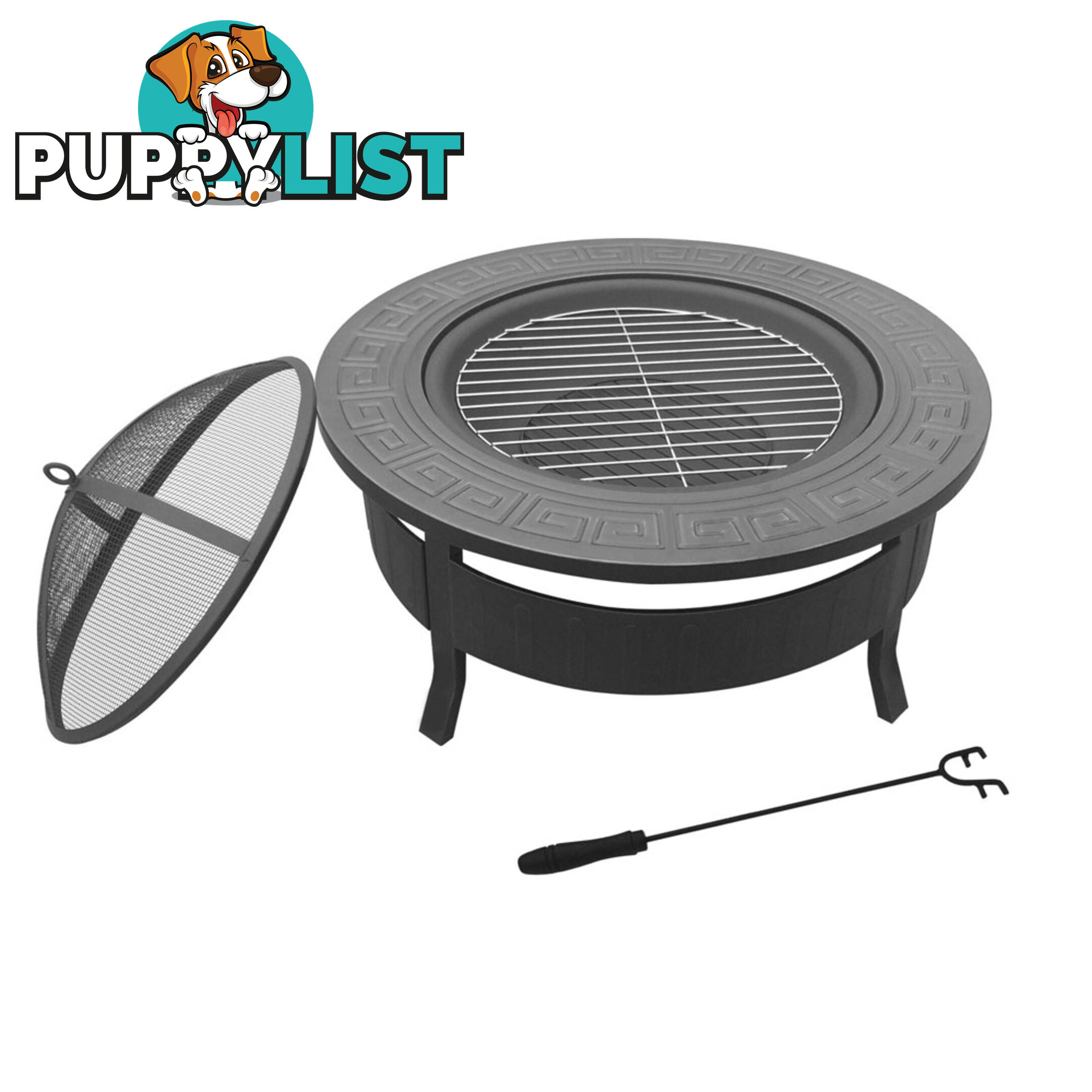 Outdoor Fire Pit BBQ Table Grill Fireplace Round