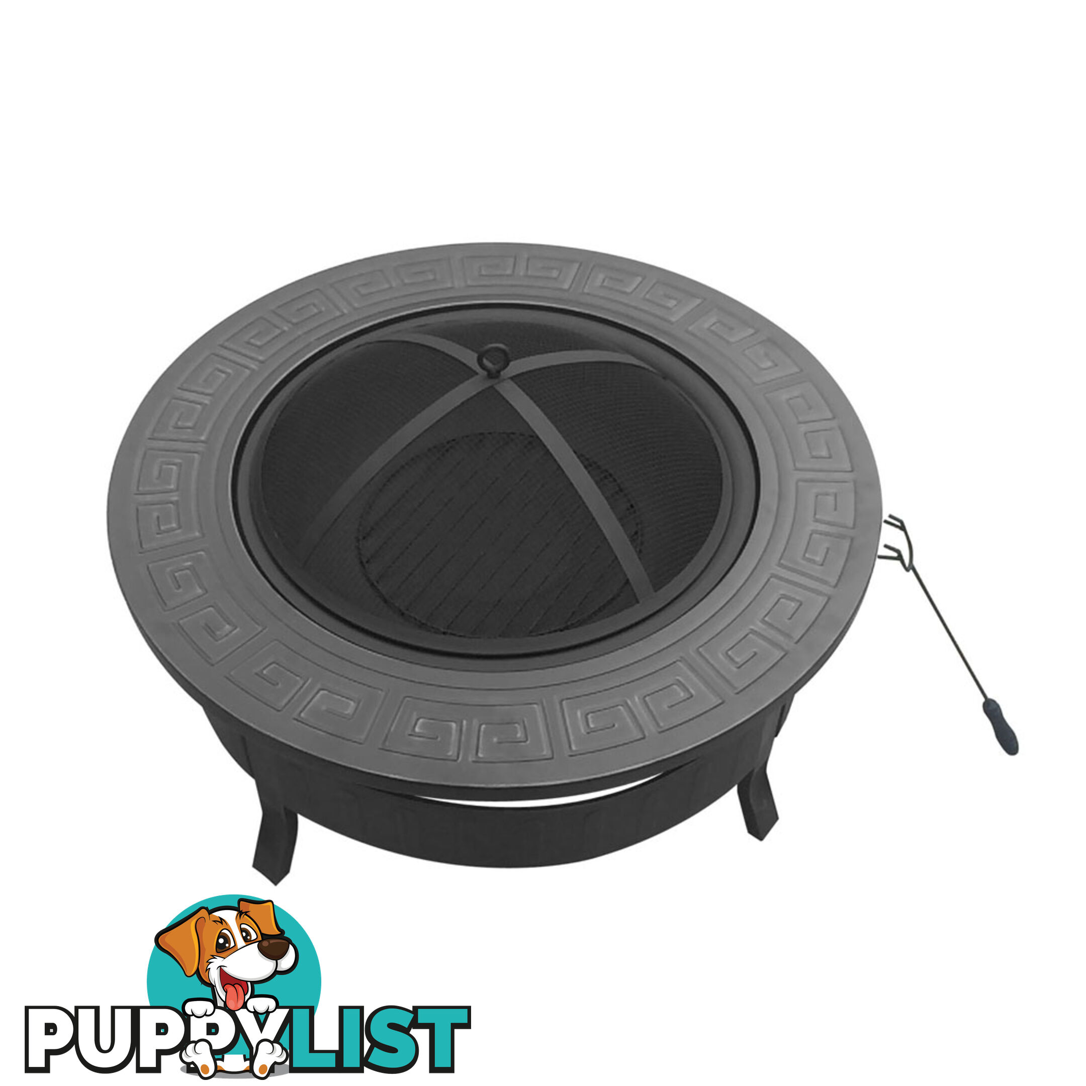 Outdoor Fire Pit BBQ Table Grill Fireplace Round