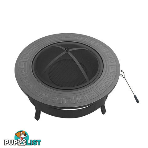 Outdoor Fire Pit BBQ Table Grill Fireplace Round