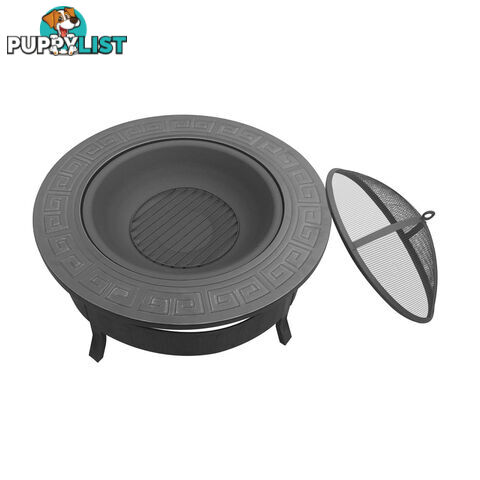 Outdoor Fire Pit BBQ Table Grill Fireplace Round