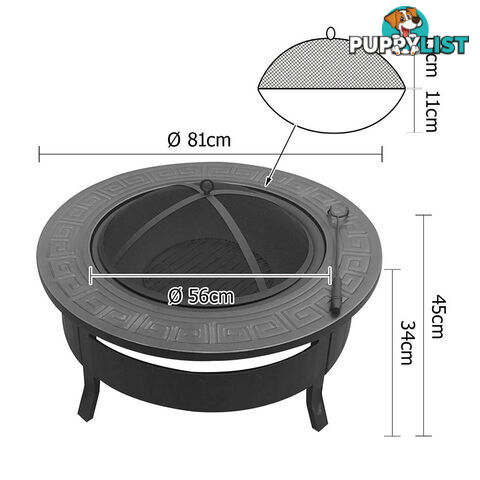 Outdoor Fire Pit BBQ Table Grill Fireplace Round