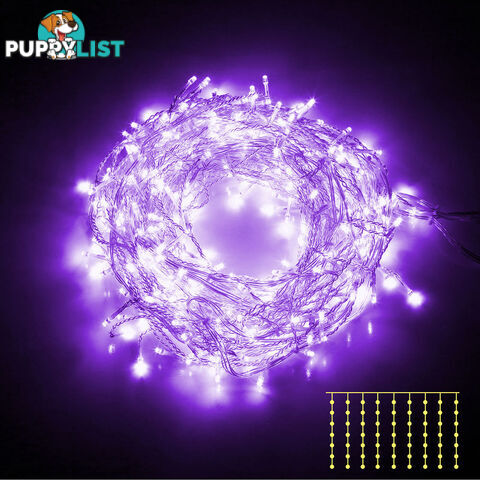 600 LED Christmas Curtain Lights Purple