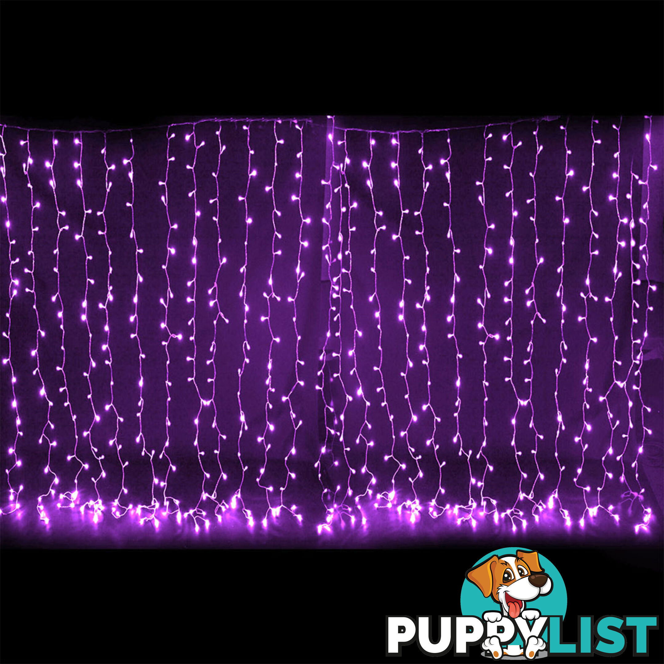 600 LED Christmas Curtain Lights Purple