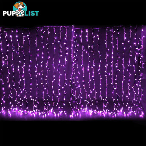 600 LED Christmas Curtain Lights Purple