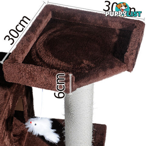 Multi Level Cat Scratching Poles Tree w/ Ladder Chocolate