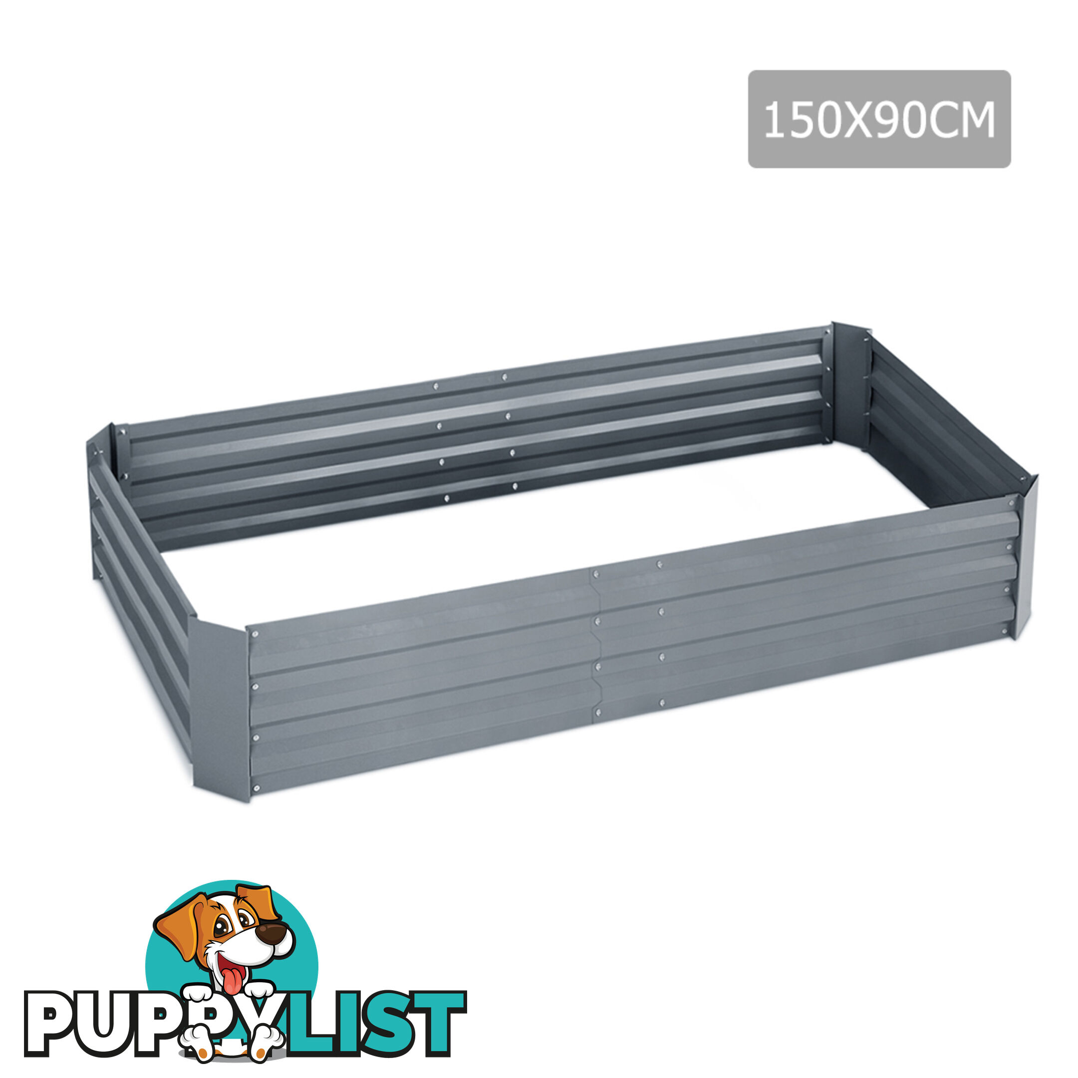 Galvanised Raised Garden Bed - 150 x 90 x 30cm - Grey