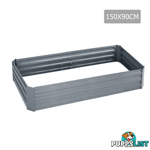 Galvanised Raised Garden Bed - 150 x 90 x 30cm - Grey