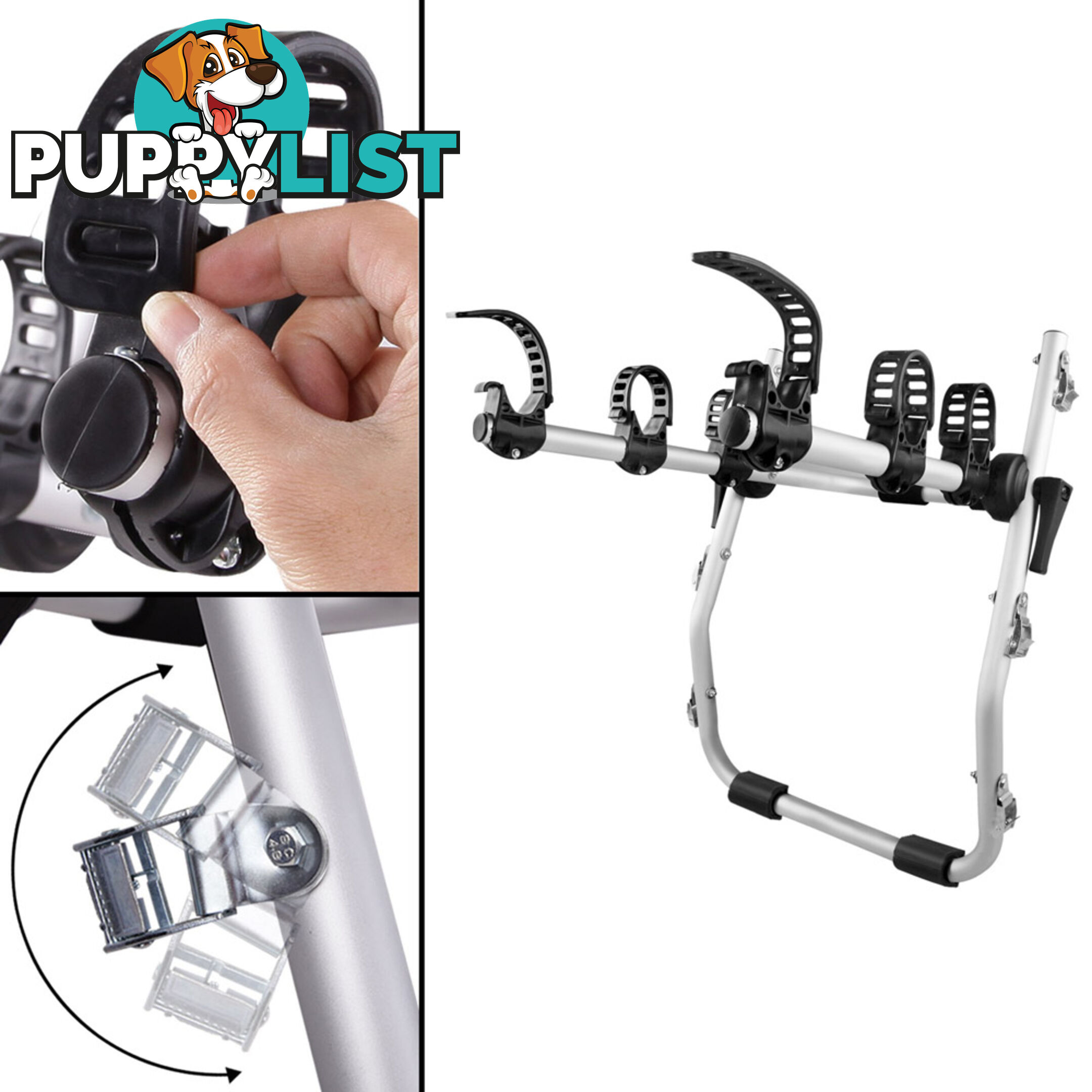 Foldable Aluminium Strap-On 3 Bicycle Bike Rack Carrier