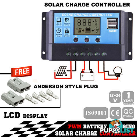 20A 12V-24V LCD Display PWM Solar Panel Regulator Charge Controller & Timer PWN