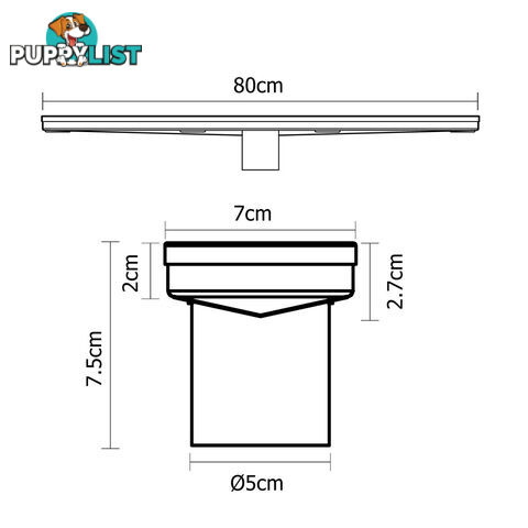 Square Stainless Steel Shower Grate Drain Floor Bathroom 800mm