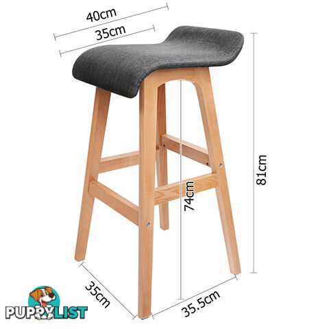 2 x Beech Wood Fabric Bar Stools - Black