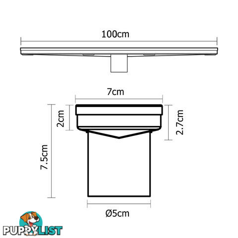 Heelguard Stainless Steel Shower Grate Drain Floor Bathroom 1000mm