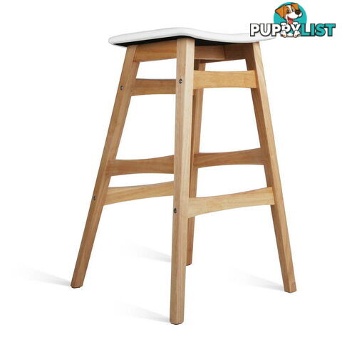 Sert of 2 Rubberwood Bar Stools - White