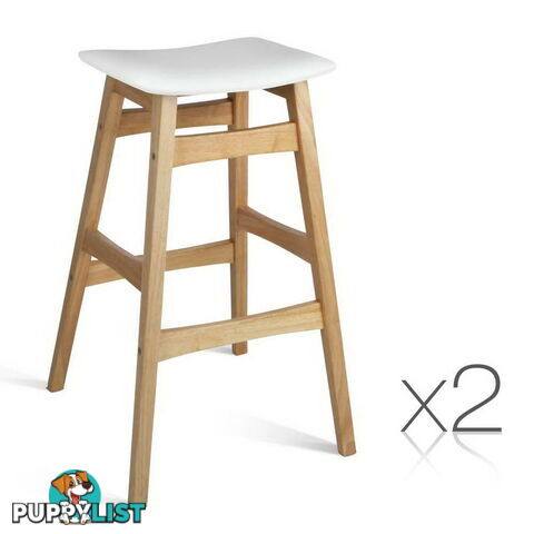 Sert of 2 Rubberwood Bar Stools - White