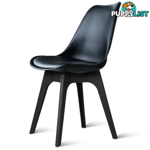 Set of 4 Replica Eames DSW PU Leather Chair Black