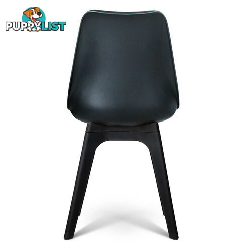 Set of 4 Replica Eames DSW PU Leather Chair Black