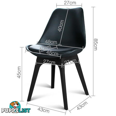 Set of 4 Replica Eames DSW PU Leather Chair Black