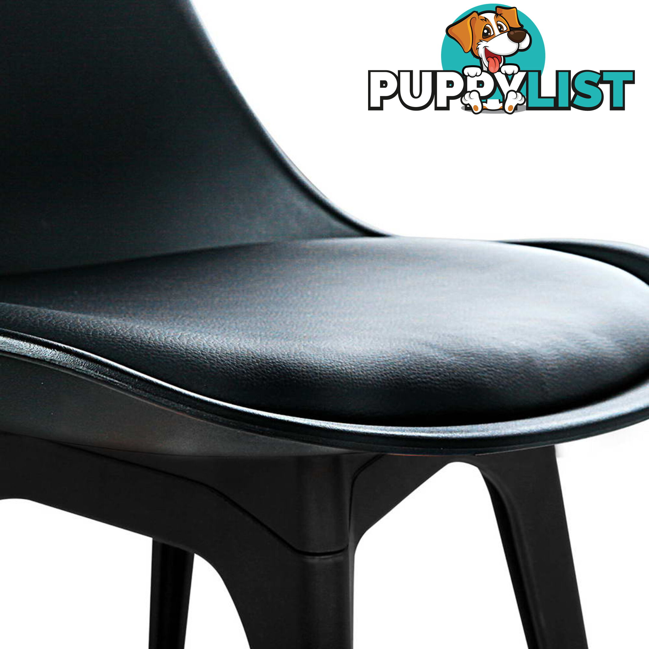 Set of 4 Replica Eames DSW PU Leather Chair Black