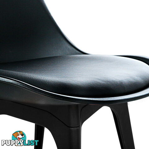 Set of 4 Replica Eames DSW PU Leather Chair Black