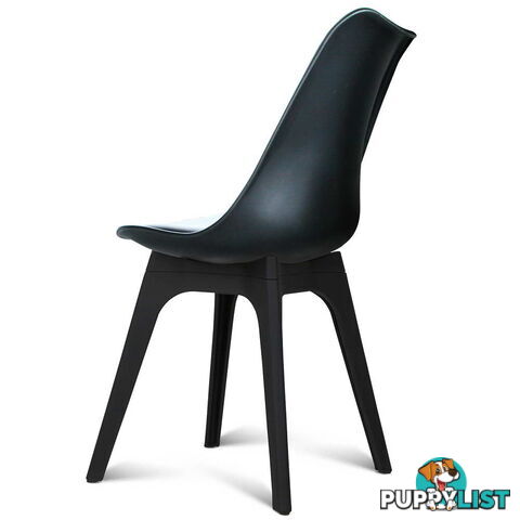 Set of 4 Replica Eames DSW PU Leather Chair Black