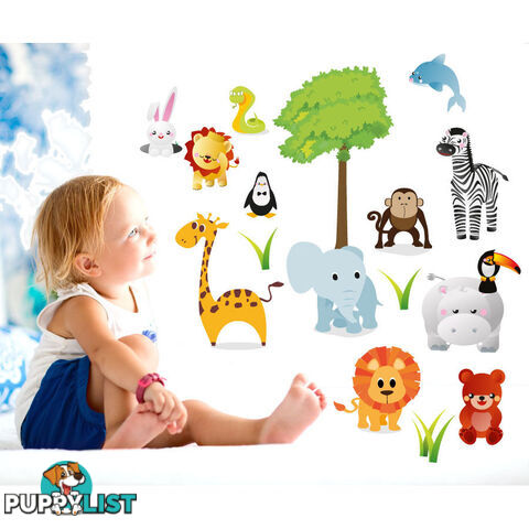 Extra Large Size Cute Zoo Animals Kids Wall Stickers - Totally Movable