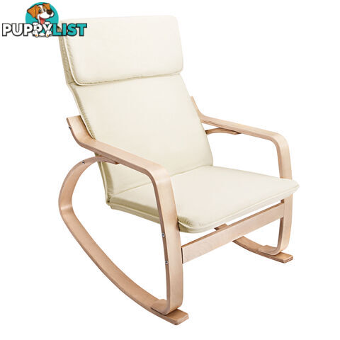 Bentwood Fabric Rocking Armchair Beige