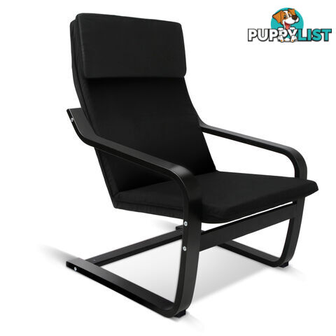 Birch Plywood Fabric Lounge Armchair - Black