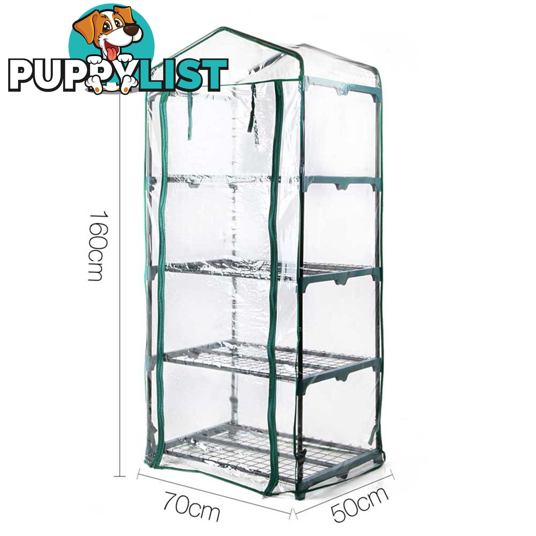 4 Shelf Greenhouse with Transparent PVC Cover