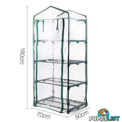 4 Shelf Greenhouse with Transparent PVC Cover