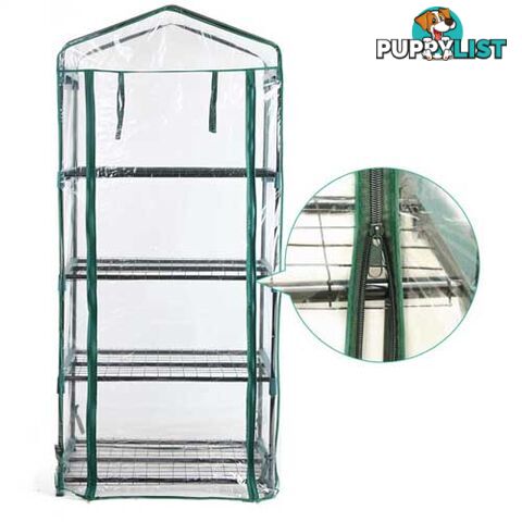 4 Shelf Greenhouse with Transparent PVC Cover