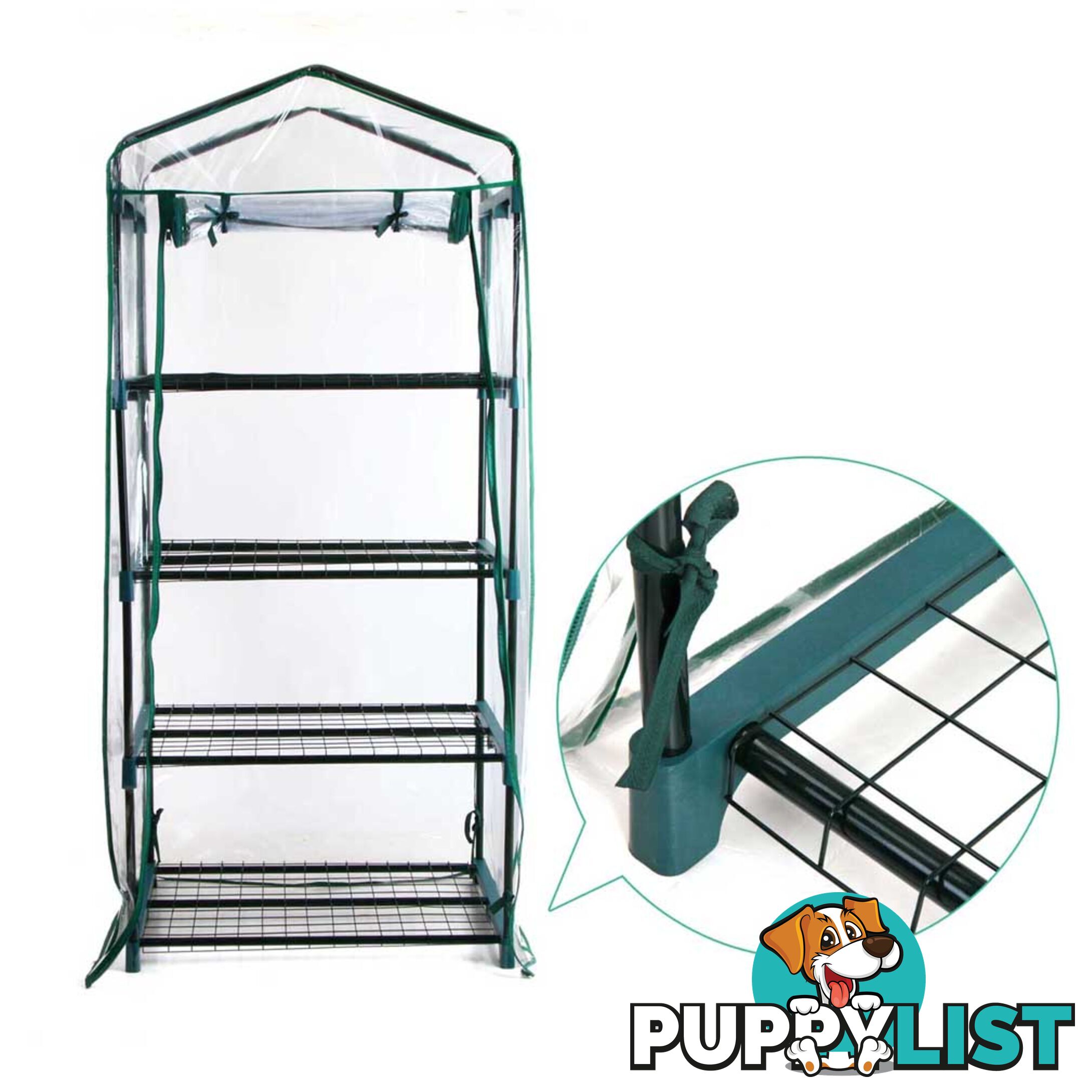 4 Shelf Greenhouse with Transparent PVC Cover