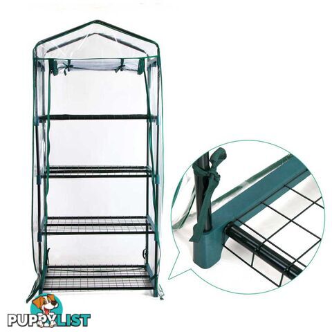 4 Shelf Greenhouse with Transparent PVC Cover