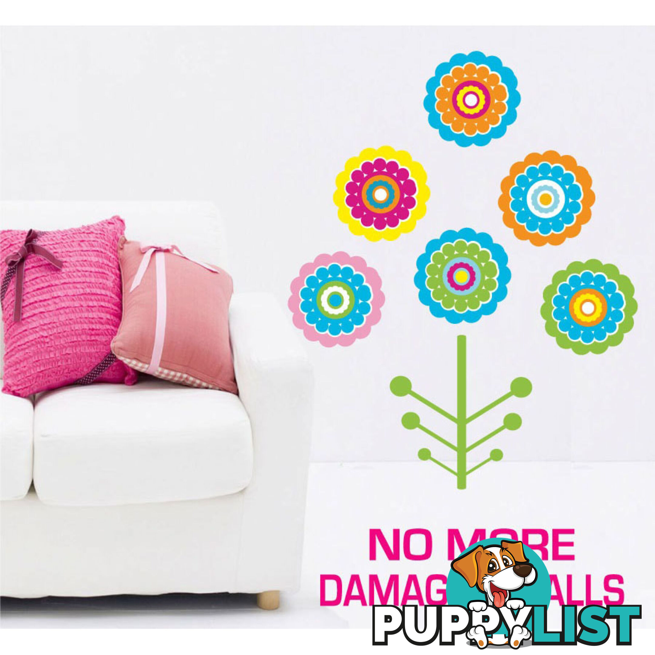 Extra Large Size Colourful Flower Tree Wall Stickers - Totally Movable