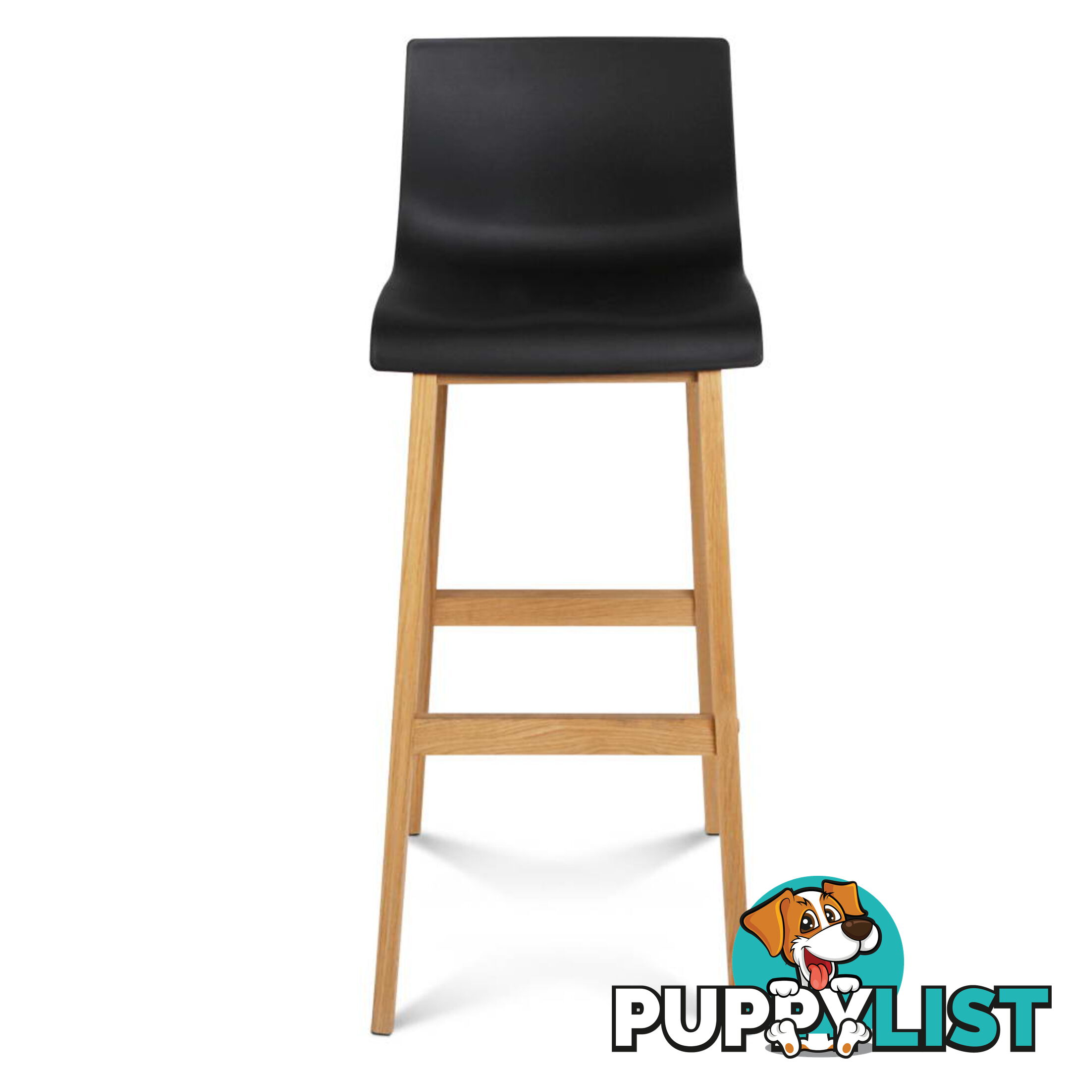 Set of 2 High Seat Back Barstools Black