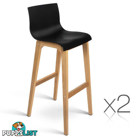 Set of 2 High Seat Back Barstools Black