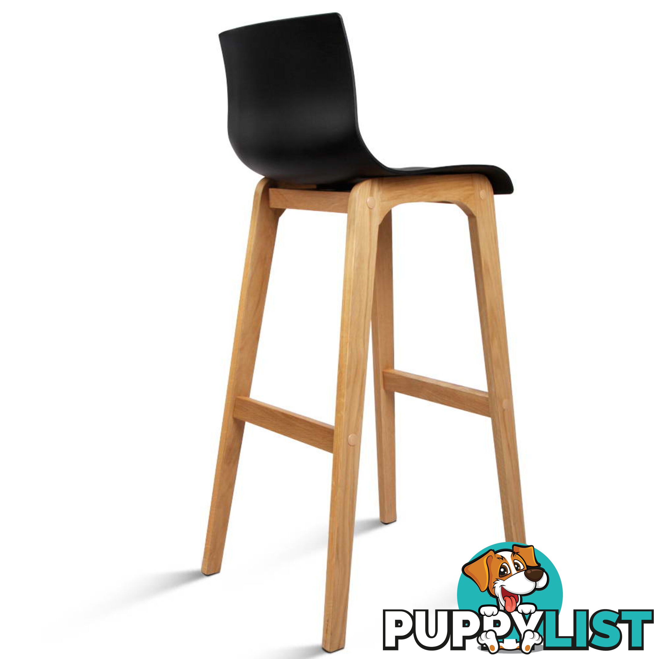 Set of 2 High Seat Back Barstools Black