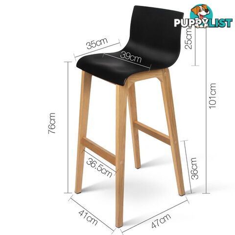 Set of 2 High Seat Back Barstools Black