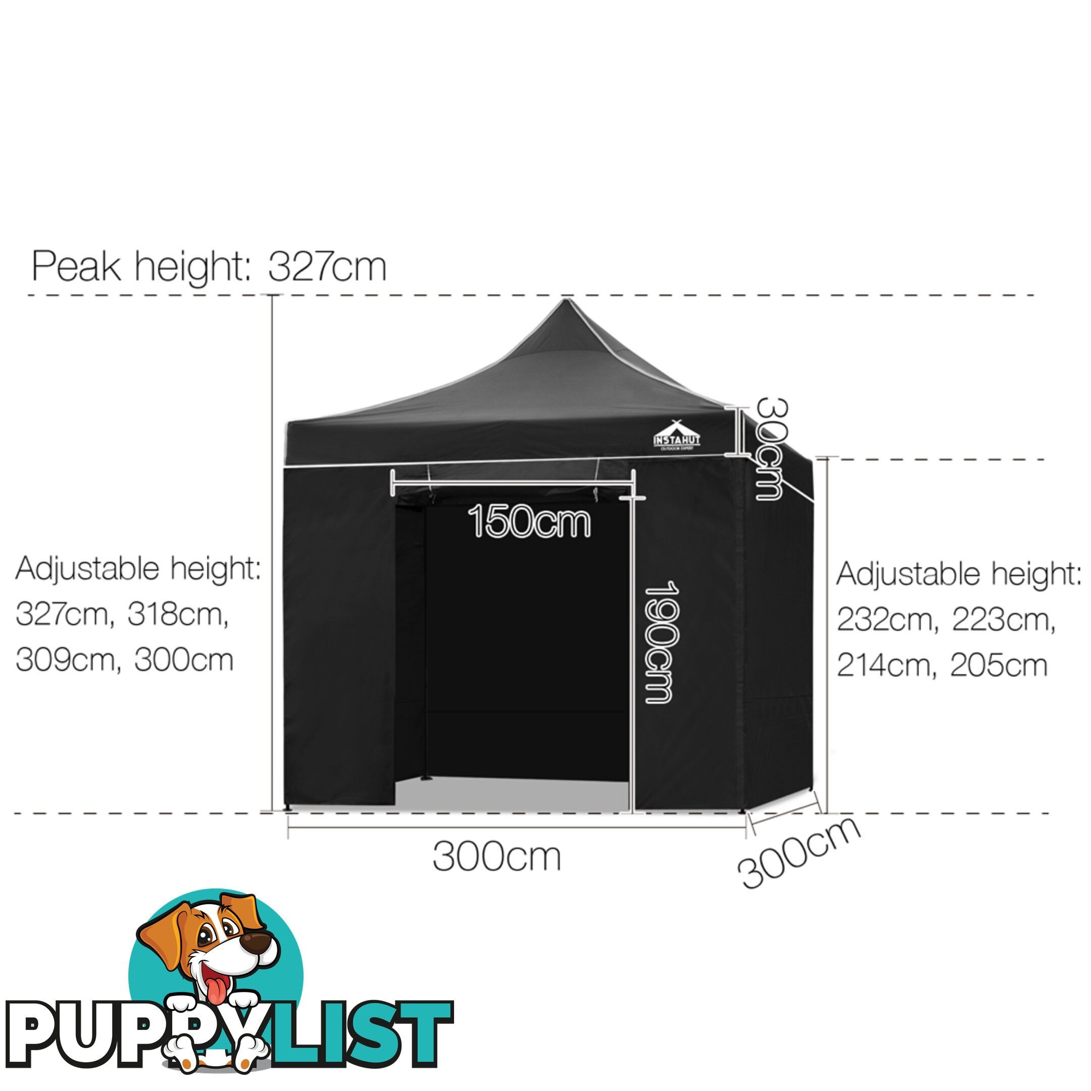 3x3 Pop Up Gazebo Hut with Sandbags Black