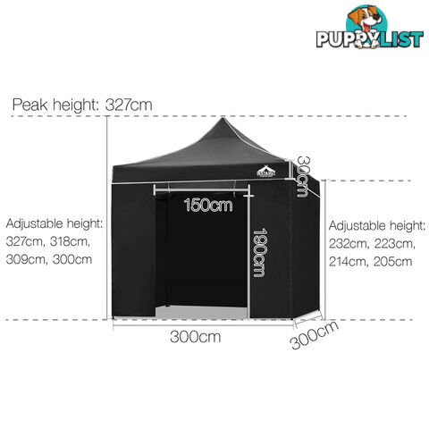 3x3 Pop Up Gazebo Hut with Sandbags Black