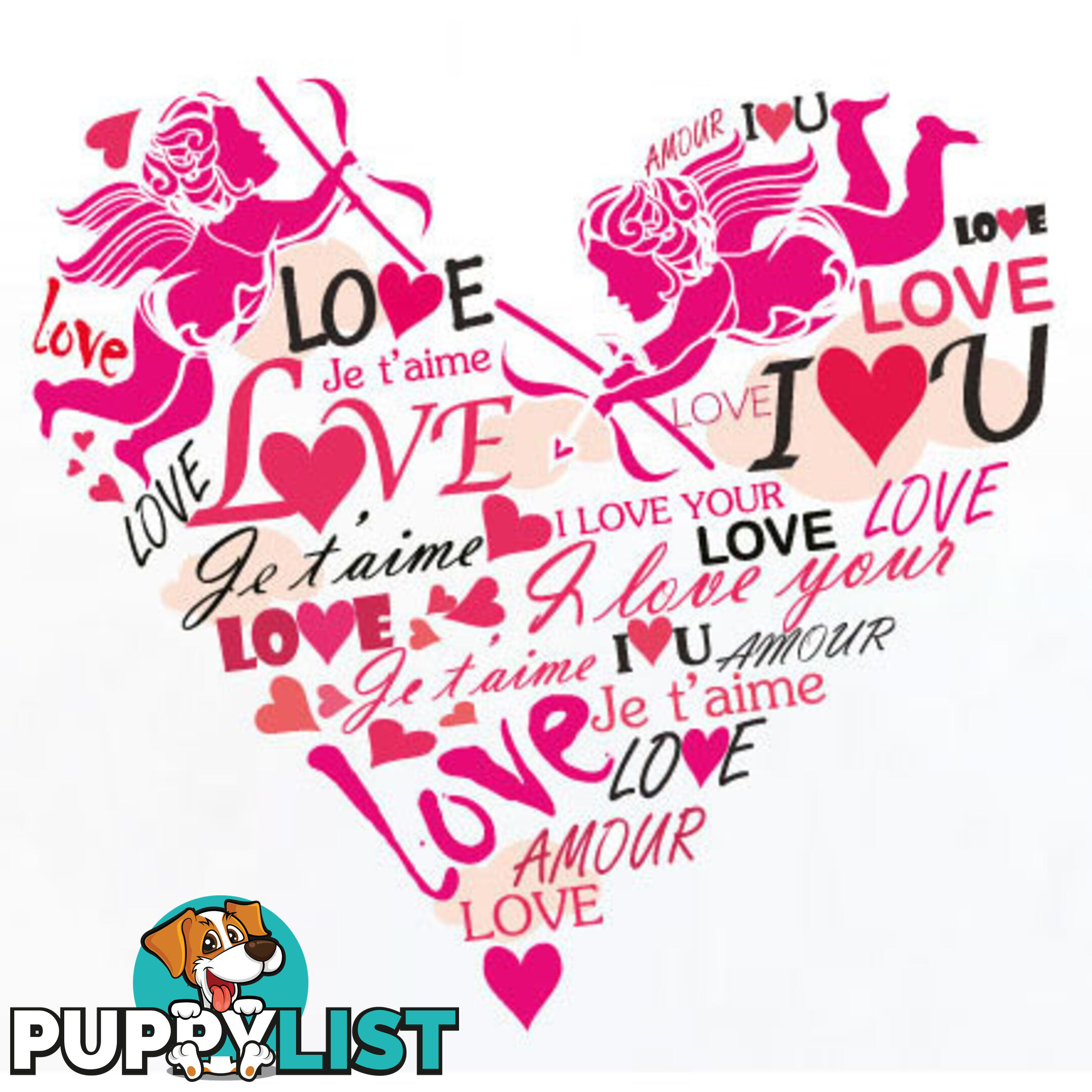 Extra Large Size Pink Cupid Love Hearts Wall Stickers - Totally Movable