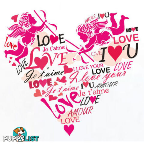 Extra Large Size Pink Cupid Love Hearts Wall Stickers - Totally Movable