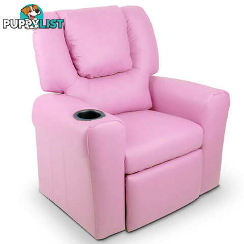 Kids Padded PU Leather Recliner Chair  - Pink