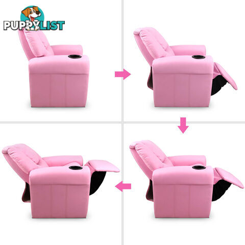 Kids Padded PU Leather Recliner Chair  - Pink