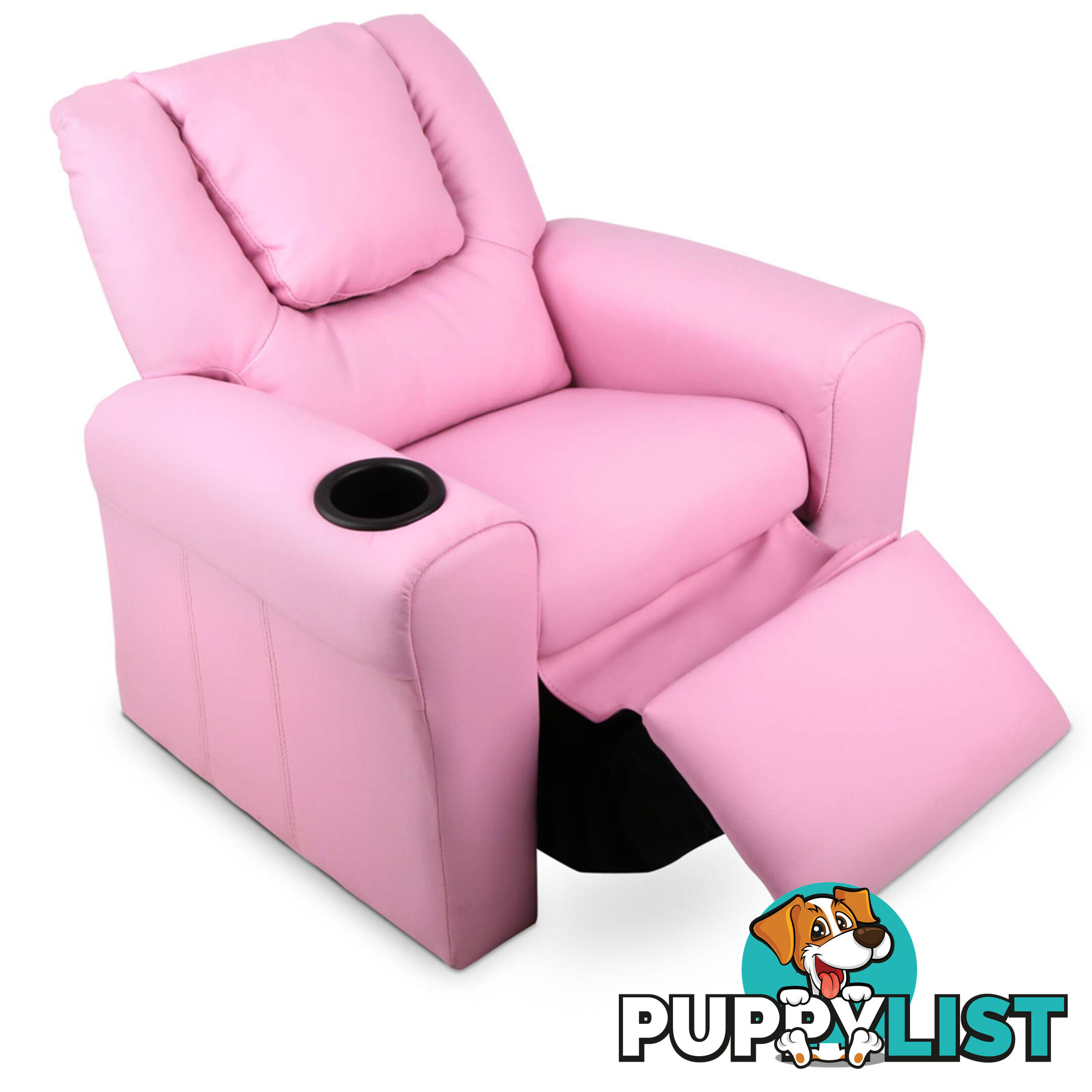 Kids Padded PU Leather Recliner Chair  - Pink