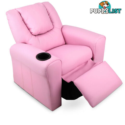 Kids Padded PU Leather Recliner Chair  - Pink