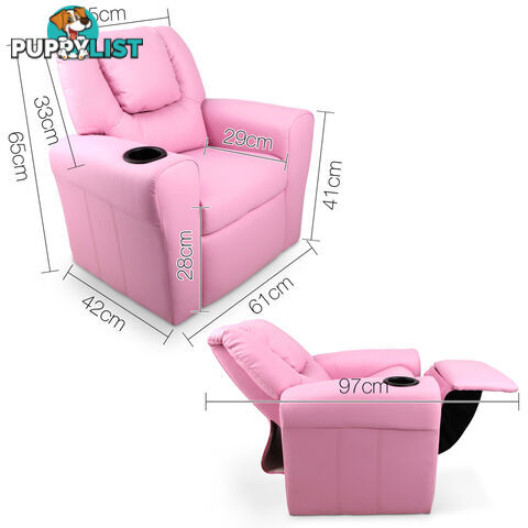 Kids Padded PU Leather Recliner Chair  - Pink