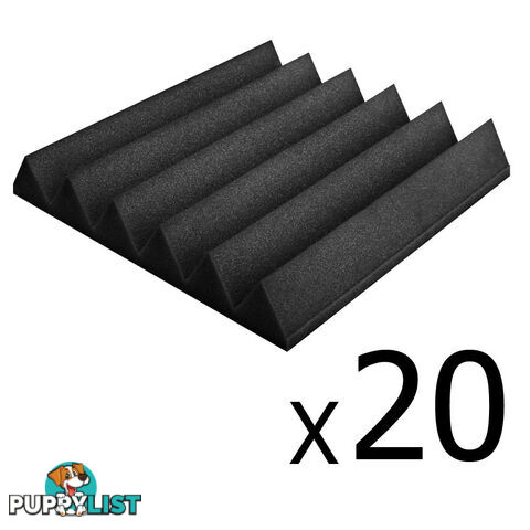 Set of 20 Studio Wedge Acoustic Foam Black 30 x 30cm