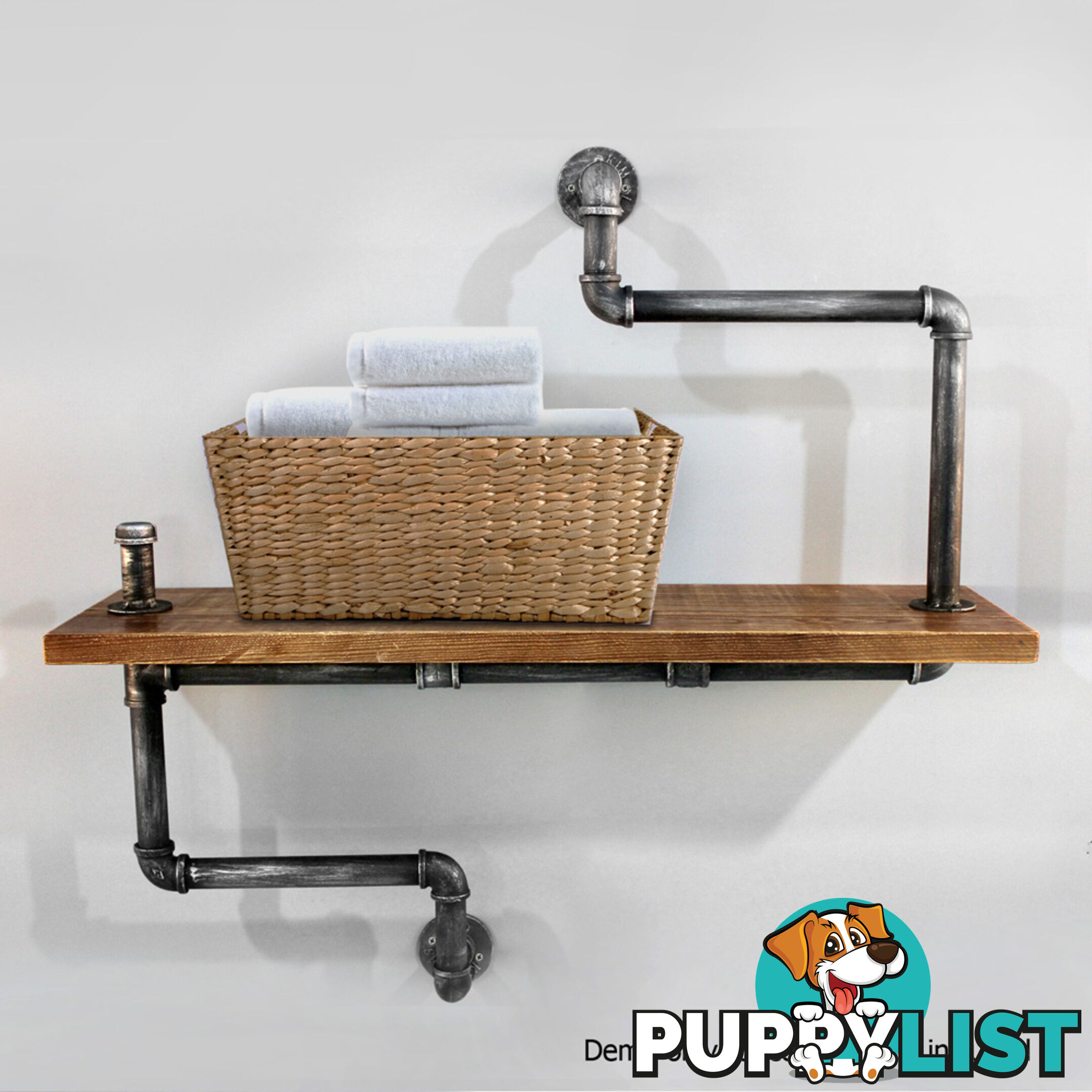 Rustic Industrial DIY Floating Pipe Shelf